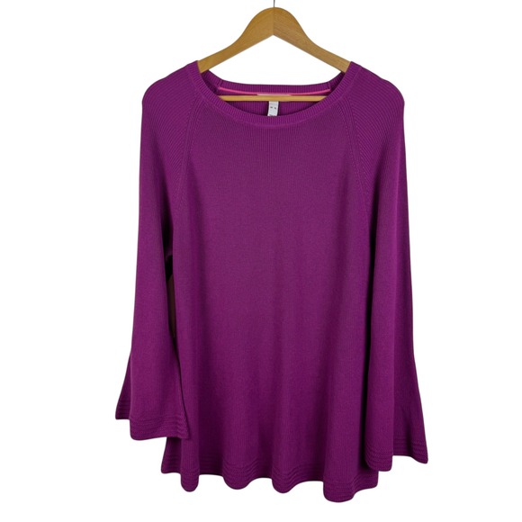 Isaac Mizrahi Live! Knit Sweater Size XL Purple Bell Sleeve Pullover Comfy Cozy‎ - Picture 1 of 8
